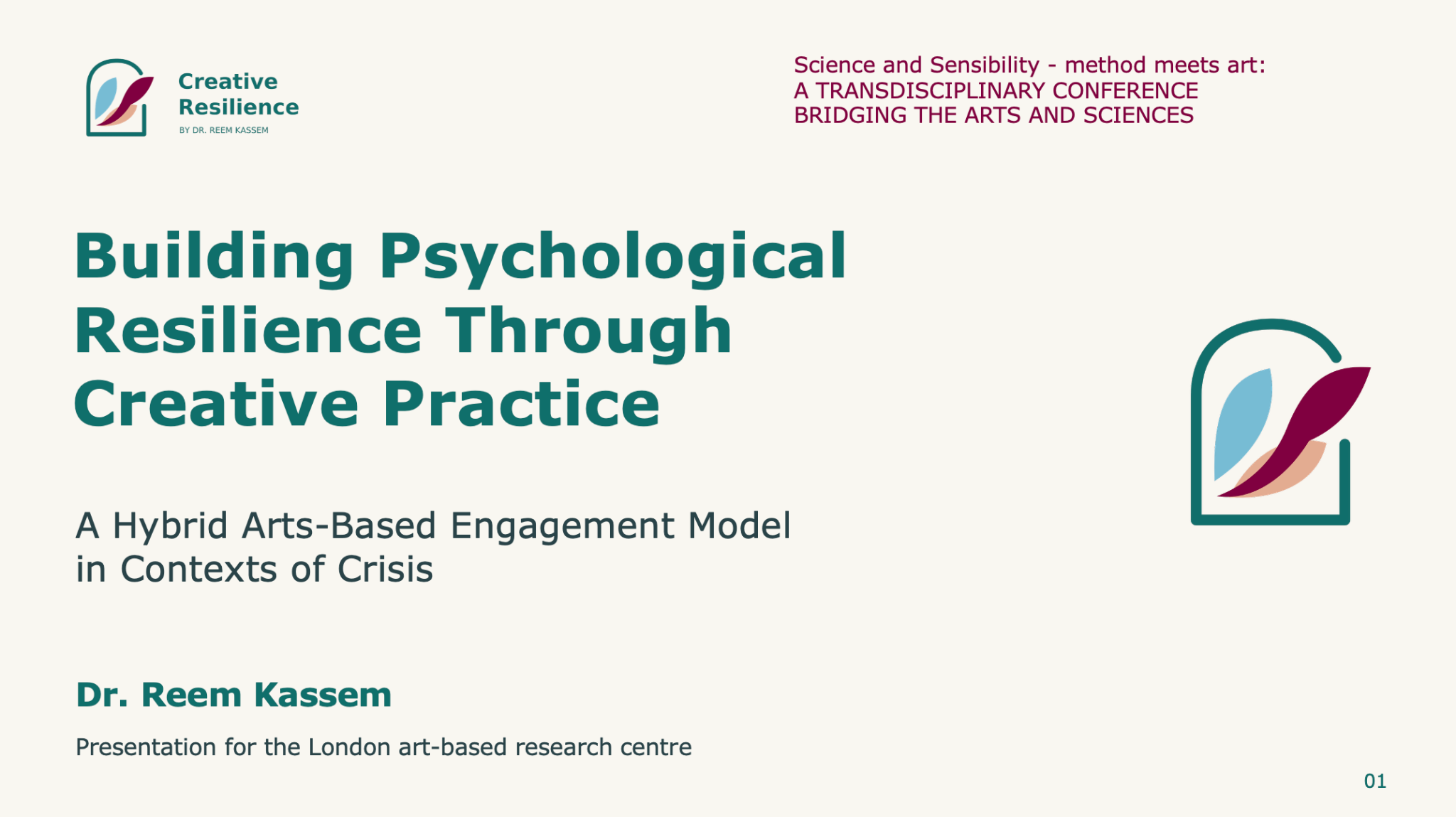 Title slide for Dr. Reem Kassem’s Science and Sensibility conference presentation